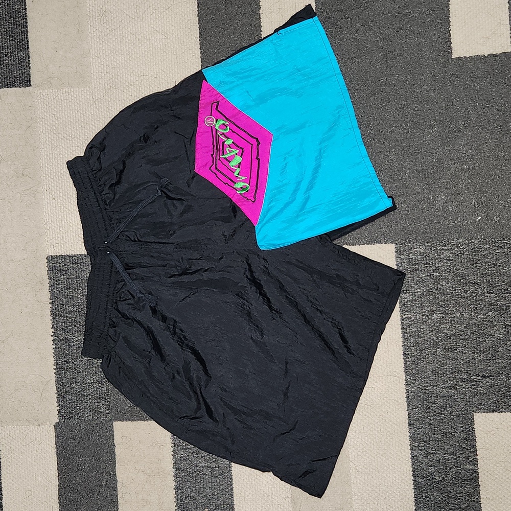 Umbro Embroidered Retro Logo Shorts Vintage 90's Black, Blue, Pink And Green
